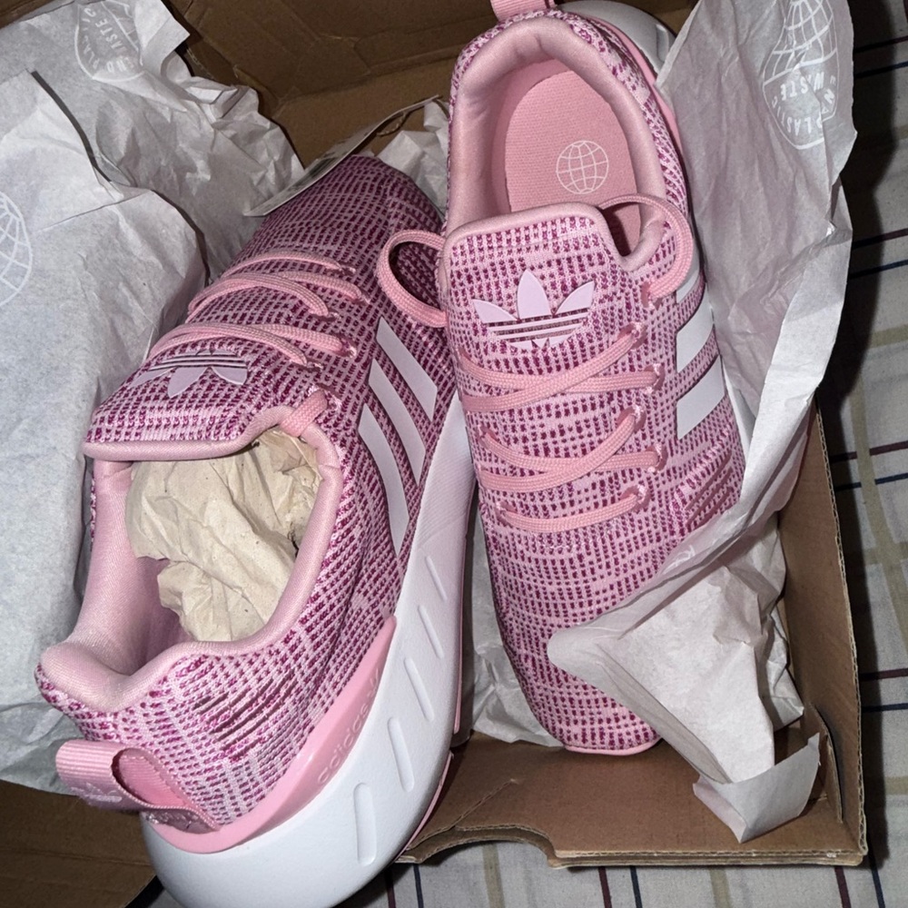 Adidas Pink and White Athletic Shoes